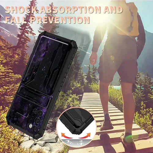 Vista 3 de Funda para teléfono Samsung Galaxy A54 con protector de pantalla, funda con ranura para tarjetas desmontable incorporada, con función atril, a