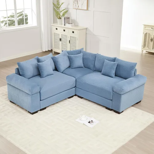 Vista 52 de ODUSE-DAILY Sofá modular de gran tamaño de 117.3 pulgadas, sofás modulares grandes de pana para sala de estar, sofás de 3 plazas, moderno juego
