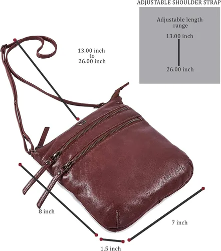 Vista 3 de Bolso bandolera para mujer, pequeño bolso de cuero real, bolso cruzado de viaje vintage hecho a mano
