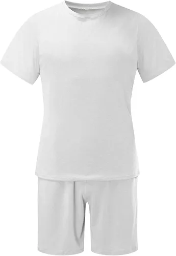 Vista 3 de Sinzelimin Conjunto deportivo de verano para hombre, conjunto de 2 piezas, camiseta de manga corta y pantalones cortos, conjunto deportivo casual