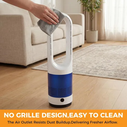 Vista 8 de NEWBULIG Ventilador de torre sin aspas de 22 pulgadas para dormitorio, ventilador silencioso oscilante de 80°, 8 velocidades, temporizador de 9H