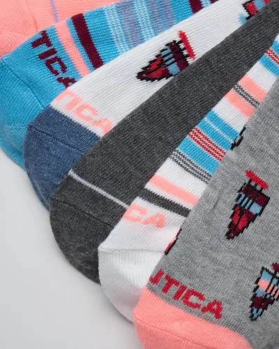 Vista 4 de Nautica Calcetines deportivos ligeros de corte bajo para mujer paquete de 6