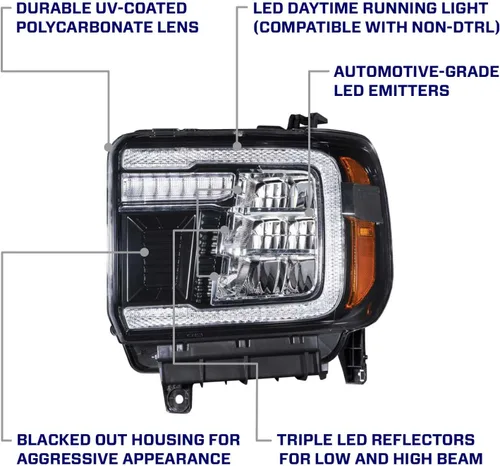 Vista 4 de Form Lighting Faros LED Reflectores Secuenciales compatibles con GMC Sierra 1500/2500/3500 2014-2018 (pareja)