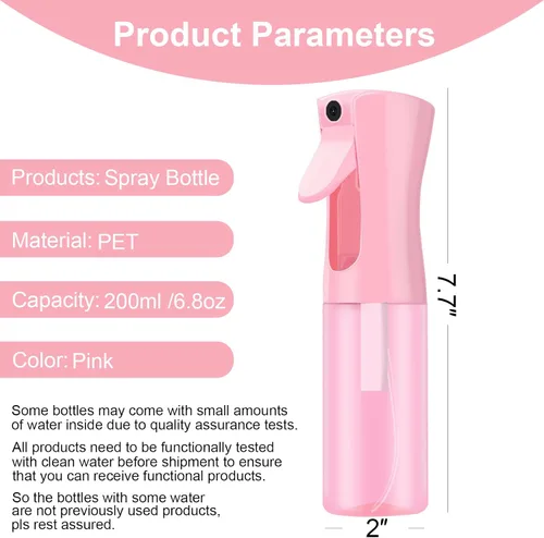 Vista 8 de LERPOLOR Botellas de spray vacías, botella de spray continuo para cabello, botella de agua con spray de niebla fina recargable, cuidado de la piel