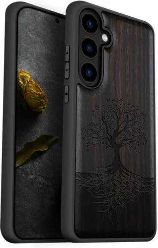 Vista 12 de Carveit Wood Case for Galaxy S24, Eternal Tree, Black Árbol eterno-Madera oscura
