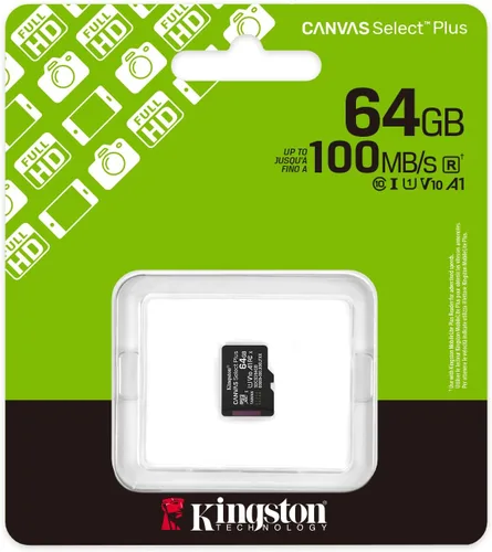 Vista 3 de Kingston Canvas Select Plus Tarjeta de memoria Micro SD de 64 GB MicSDXC Gen3 100R A1 Adaptador SD no incluido - SDCS3/64GBSP