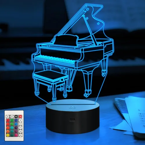 Vista 16 de CoolGift Mart Luz Nocturna de Guitarra Bajo, Lámpara LED 3D de Ilusión Óptica con Control Remoto y Temporizador, Regalos para Jugadores de Guitarra