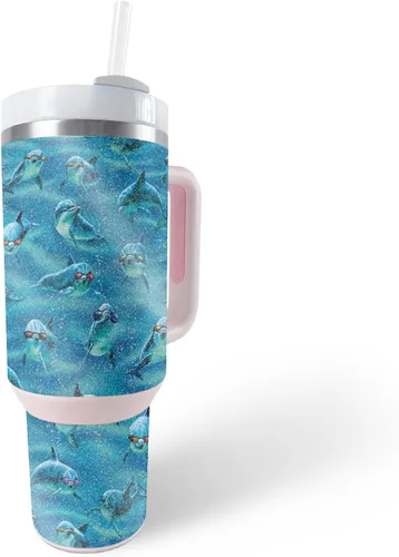 Vista 21 de MightySkins - Vaso con purpurina brillante compatible con Stanley The Quencher H2.0 FlowState de 40 onzas, Crazy Tikis, acabado protector y duradero