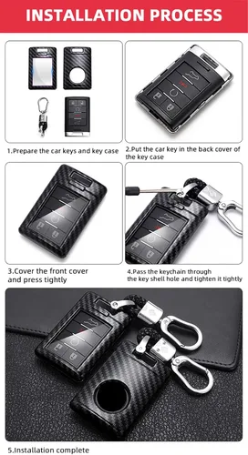 Vista 8 de ontto Funda para llavero Cadillac para Chevrolet C7, Corvette, protección completa, funda de llave de automóvil ABS para SRX DTS STS XTS CTS Negro