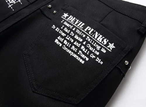 Vista 7 de Jeans ajustados con estampado de calavera y letras para hombre
