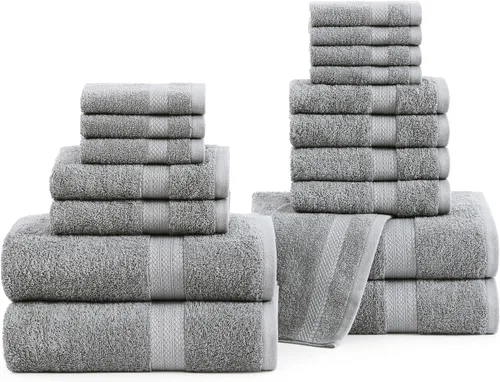 Vista 19 de Lane Linen Juego de toallas de baño de 100% algodón - Producido de manera sostenible, 18 piezas para el baño - 6 toallas de mano, 8 toallitas, 4