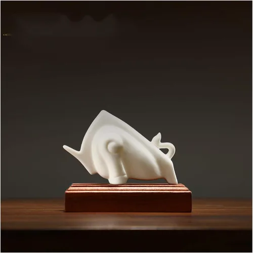 Vista 10 de NYKK Escultura de estatua de feng shui chino, muebles creativos de toro de la suerte, mascota alcista del año del toro, NIU Turns Universo, sala
