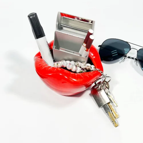 Vista 7 de Queenbox Ceniceros de cigarrillos de cerámica creativos con estilo de labios decoraciones caseras de moda