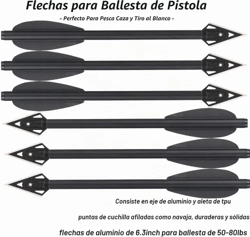 Vista 4 de Mini pernos de ballesta de aluminio, flechas de ballesta de 6.3 pulgadas, puntas afiladas de cabeza ancha, flechas de caza para 50-80 libras, mini