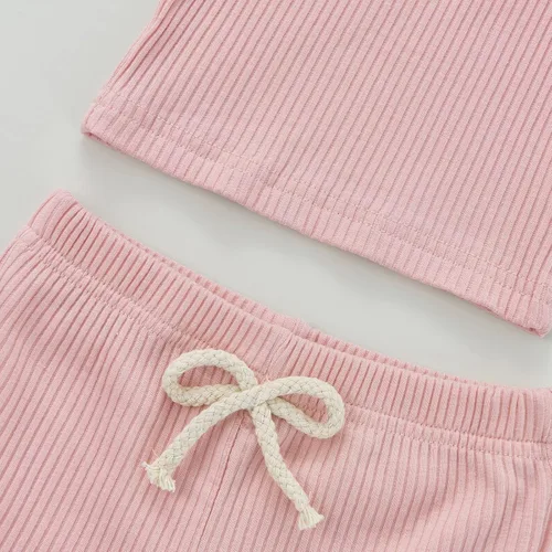 Vista 5 de iddolaka Conjunto de dos piezas de algodón con un hombro y pantalones cortos de color sólido, ropa casual de verano