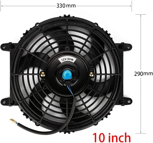 Vista 4 de Kit de ventilador de refrigeración universal delgado de 10 pulgadas, ventilador de doble función de empuje y tracción de 12 V 80 W con accesorios