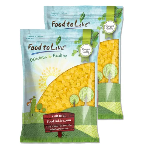 Vista 9 de Piña seca en cubitos, 1 libra, cruda, vegana, endulzada, sin sulfatar, a granel, ideal para uso culinario y hornear