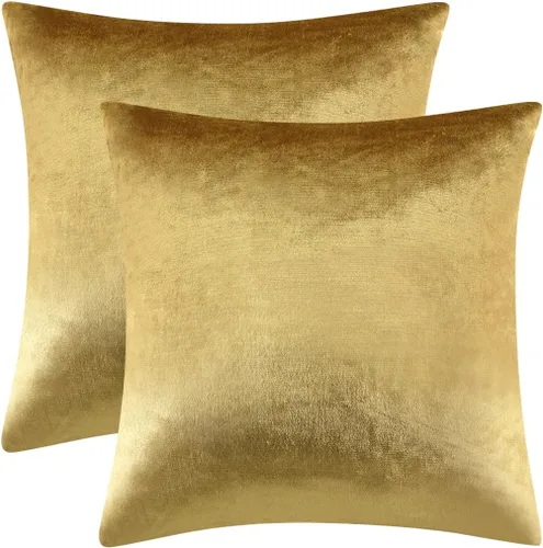 Vista 174 de GIGIZAZA Juego de 2 fundas de almohada doradas de terciopelo de 20 x 20 pulgadas para sofá Almohadas para sofá, tela texturizada suave de 9.88