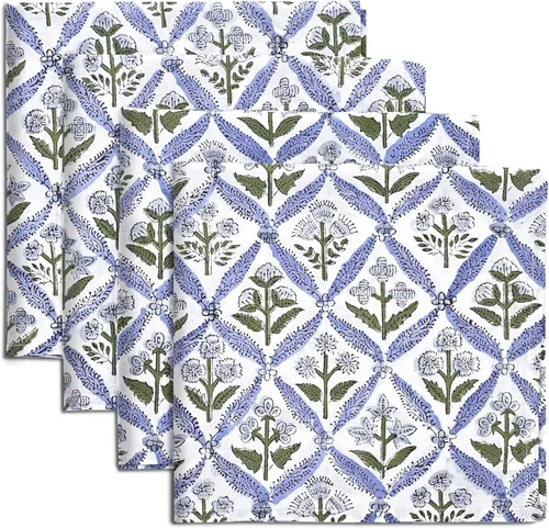 Vista 15 de Ridhi - Servilletas de 100 % algodón con estampado de espárragos verdes de 18 x 18 pulgadas (juego de 4) servilletas de cocina reutilizables