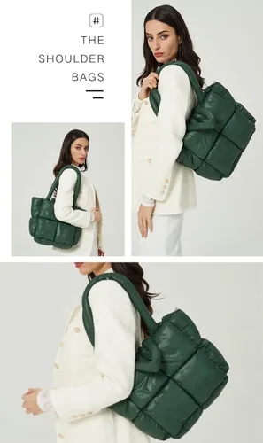 Vista 6 de Bolso de hombro acolchado para mujer mini bolso de plumón bolso de mano acolchado monederos elegantes 2022
