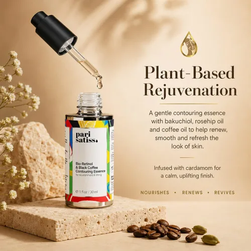 Vista 5 de Esencia de contorno de café negro y bio-retinol – Retinol antiarrugas, cuidado de la piel imprescindible para nutrir y levantar, reparar la piel