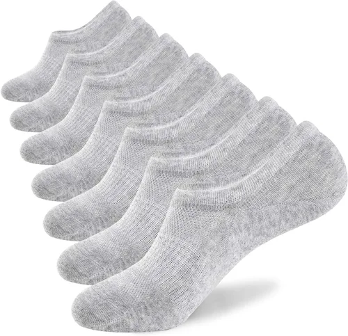 Vista 9 de WANDER No Show Socks Mens 7 Pair Thin Non Slip Invisible Cotton Durable Sox 7 gris oscuro.