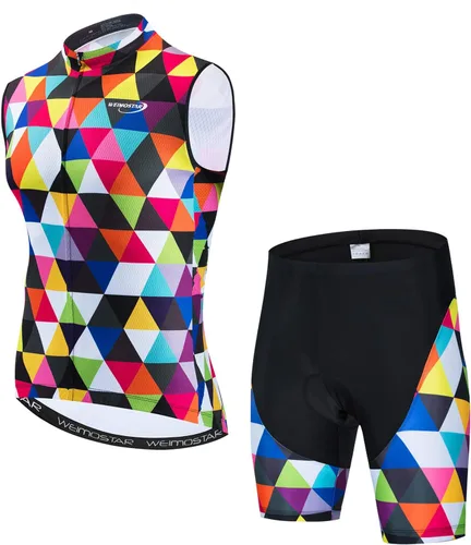Vista 39 de Weimostar Hombre Ciclismo Jersey Manga Corta Bicicleta Ropa Multicolor Diamante