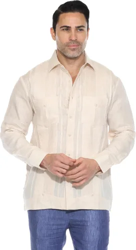 Vista 10 de Mojito Collection Camisa guayabera de dos bolsillos 100% lino para hombre con múltiples pliegues