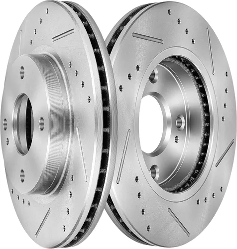Vista 22 de SCITOO Rotores de freno trasero para Honda para CR-V 2002-2004 Frenos de disco perforados y ranurados Rotores de reemplazo: 31304 Brakes Kit Fit