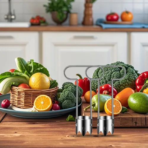 Vista 5 de Descorazonador de semillas de pimiento rojo, herramienta multifuncional de acero inoxidable 2026 con mango ergonómico, removedor de núcleo de frutas