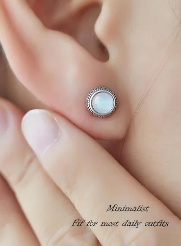 Vista 65 de Aretes de plata de ley con piedra natal de cristal real, joyería para mujer, moda occidental 925, envejecida, bohemia, hecha a mano, el mejor regalo