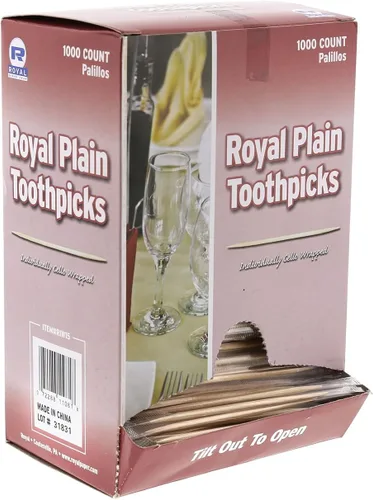 Vista 4 de Royal Palillos de dientes envueltos en violonchelo individuales, paquete de 1000