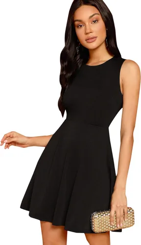 Vista 2 de SheIn Mini Vestido de Encaje sin Mangas para Cóctel sin Espalda