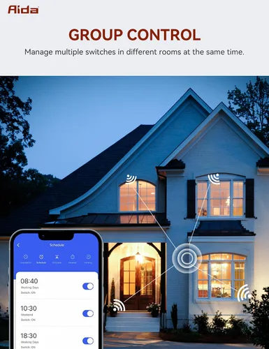 Vista 6 de AIDA Interruptor de luz inteligente, interruptor inteligente WiFi de 3 vías, compatible con Alexa y Google Home, requiere cable neutro, interruptor