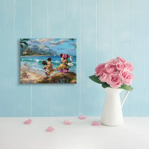 Vista 4 de Thomas Kinkade Studios Disney's Mickey and Minnie in Hawaii - Lienzo con envoltura de galería (8 x 10 pulgadas)