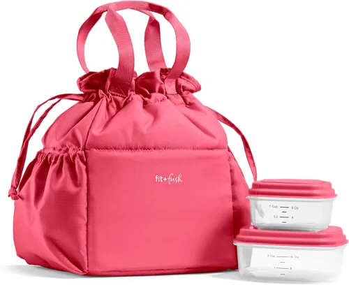 Vista 25 de Fit & Fresh Cromwell Bolsa de Almuerzo con Cordón para Mujeres, Juego Completo de Almuerzo con 2 Contenedores, Resistente a las Manchas, Resistente