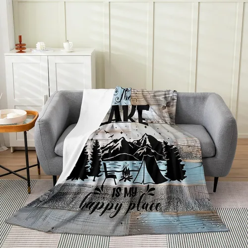 Vista 8 de Erosebridal Manta de casa del lago de tamaño Queen, manta náutica de ancla para niños, adolescentes, adultos, retro, velero, casa de lago, manta