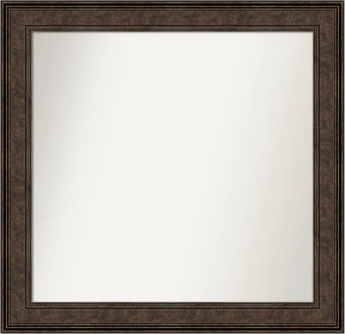 Vista 117 de Amanti Art Espejo de pared personalizado no biselado (25 x 25 pulgadas), marco de bronce acentuado, varios tamaños personalizados, espejo de baño