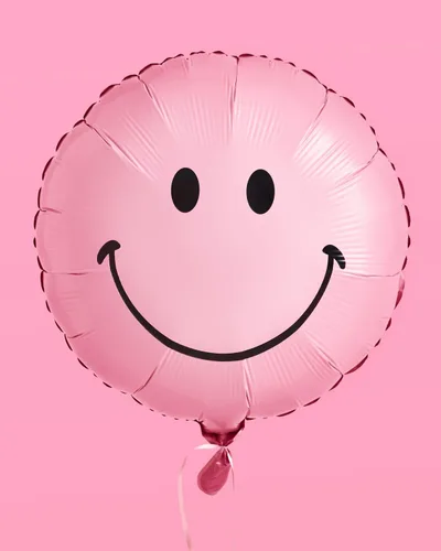 Vista 4 de xo, Fetti Globos sonrientes rosados – 2 piezas Decoraciones de fiesta de cumpleaños, despedida de soltera, baby shower, cabina de fotos divertida