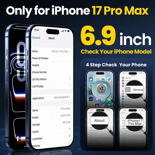Vista 8 de Funda resistente 3 en 1 para iPhone 17 Pro Max con protector de pantalla y protector de lente de cámara, protección contra caídas de grado militar