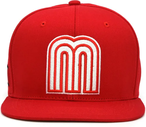 Vista 8 de Gorra acrílica de béisbol de México con diseño de bandera 3D M Flat Bill México Todo negro