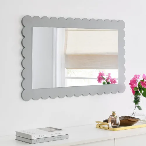 Vista 2 de Modway Emmeline Espejo de pared rectangular festoneado en gris claro