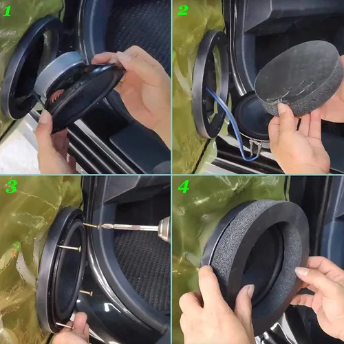 Vista 5 de RDBS 6 '' 6.5" 6.75 '' altavoz espuma anillos 3 anillos esponja coche audio deflectores 3-Ring Concentric Foam Enhancer Self Adhesive Gasket Block