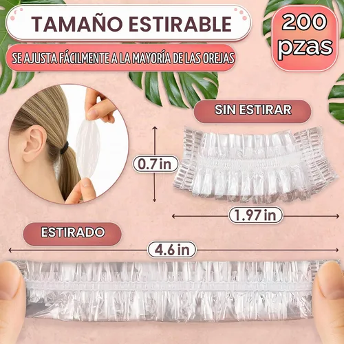 Vista 2 de 200 fundas desechables para las orejas, se extienden de 1.97 a 4.6 pulgadas Water-Resistant Ear Shower Caps Set; Stretchable and Lightweight; for