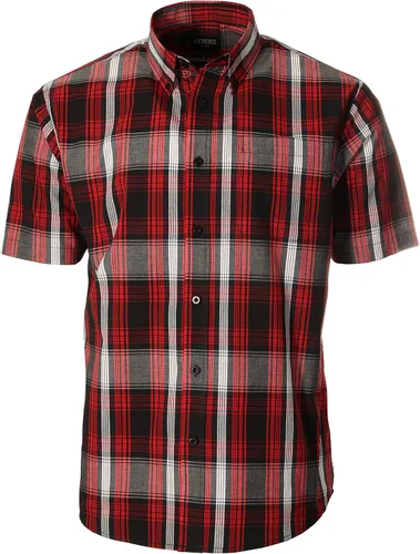 Vista 9 de Gioberti Men's Casual Plaid Button Down Short Sleeve Shirt 1162 - Royal / Negro / Gris