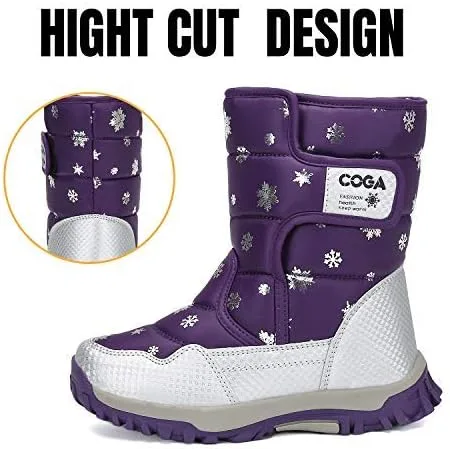 Vista 3 de Mishansha - Botas de nieve para niñas, niños niños pequeños niños grandes invierno, cálidas, impermeables, antideslizantes, anti colisión, corte
