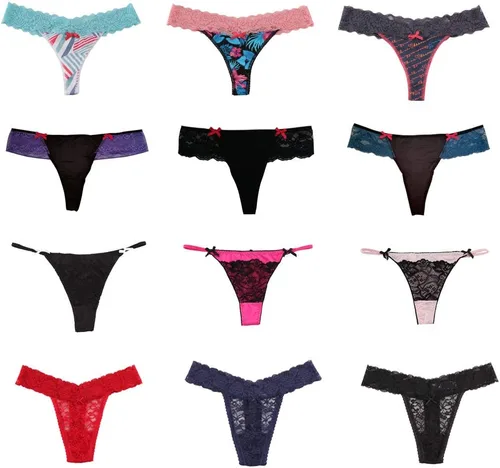 Vista 3 de HORIOL Variedad de tangas sexy para mujer, tangas de encaje en T