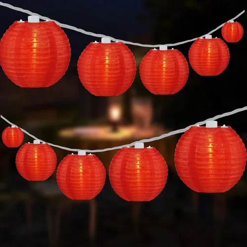 Vista 11 de HOSY 10 unidades de linterna con 3.35 m de luces de cadena de alambre blanco, luces de linterna enchufables con separación de 30.5 cm (multicolor)