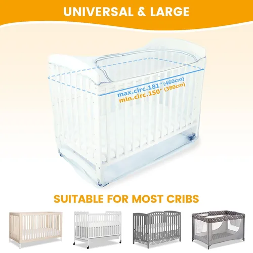 Vista 3 de Orzbow Toldo para cuna – Funda para cuna para evitar que el bebé salga, protege de trepar y, insectos, mosquitos, mosquitero cifrado para bebé