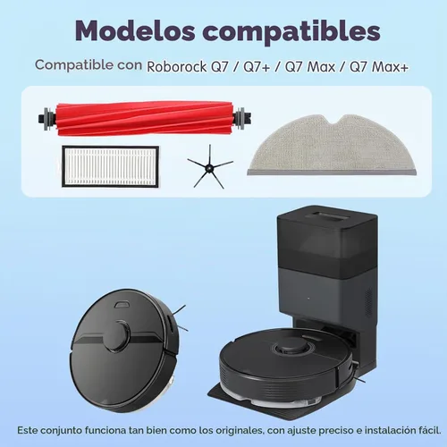 Vista 2 de 18 piezas de kit de accesorios Q7 de repuesto compatibles con aspiradora robot Roborock Q7 / Q7+ / Q7 Max / Q7 Max+, 2 cepillos principales, 4 Kit